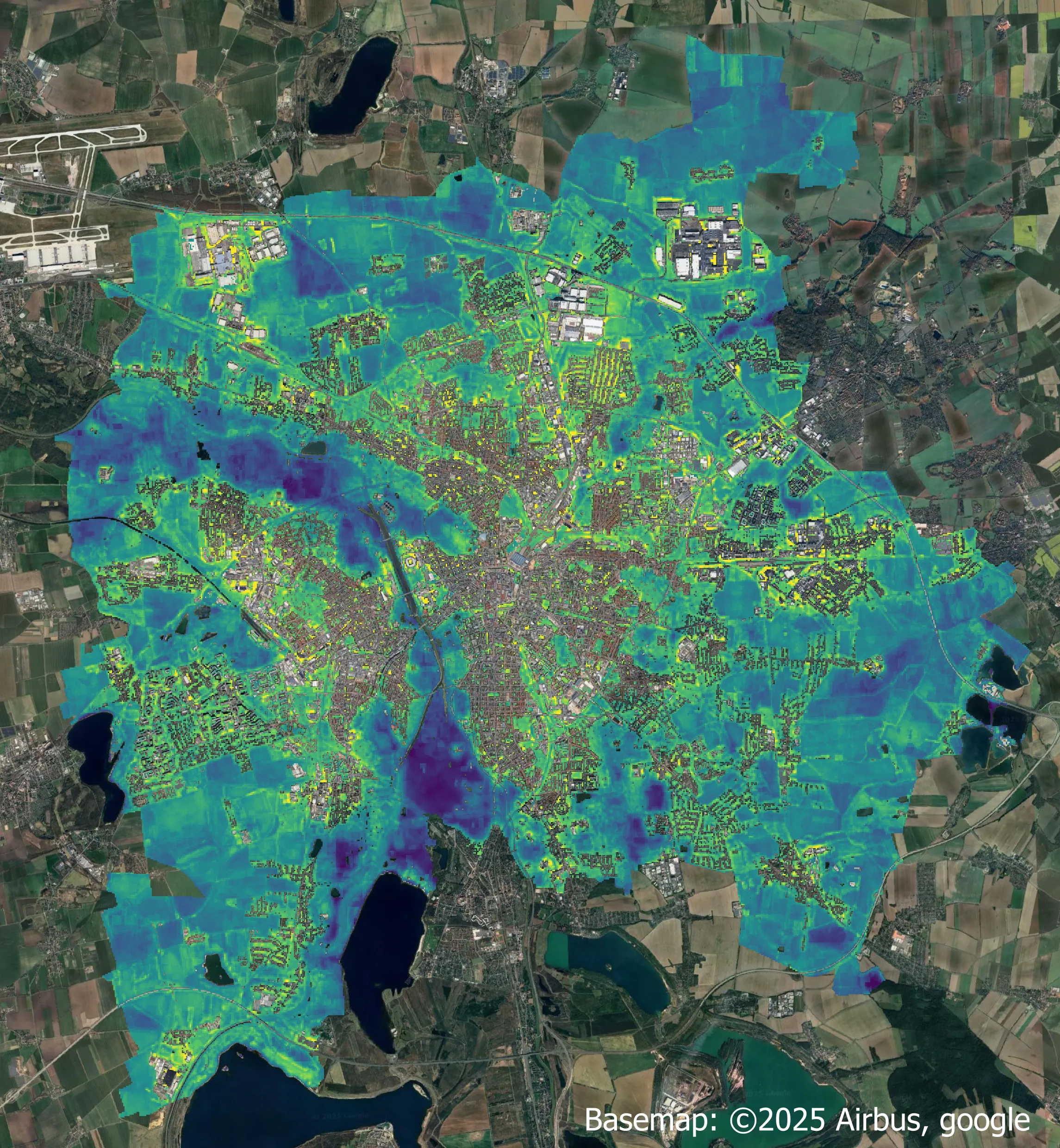 Karte des Bodenfeuchteindex von Leipzig