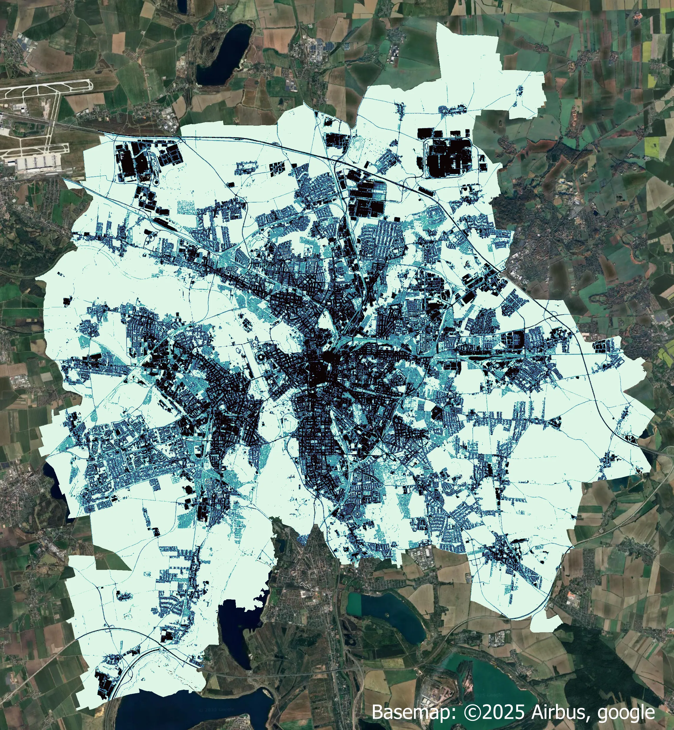 Karte des Versiegelungsgrads von Leipzig