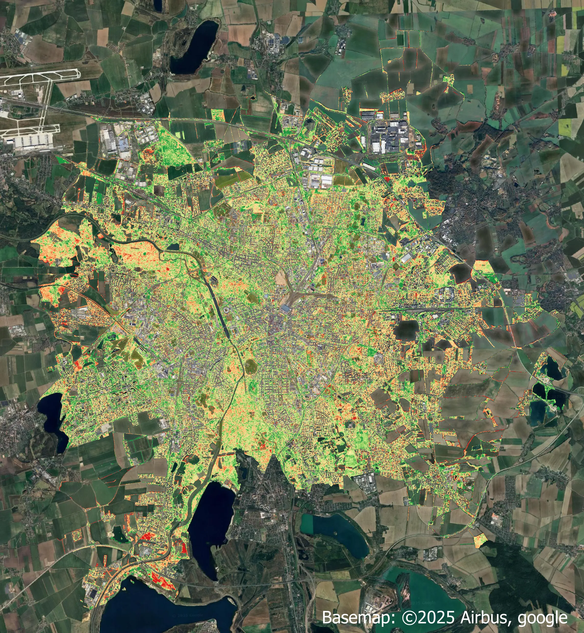 Karte der Vegetationsvitalität von Leipzig
